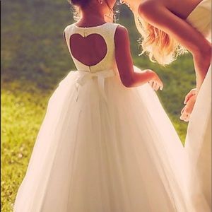 heart back sequin and tulle flower girl gown